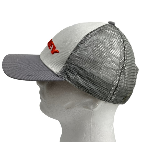 Oakley Snap-Back Trucker Mesh Baseball Hat Cap Embroidered Spell-Out Gray/White - Picture 9 of 16